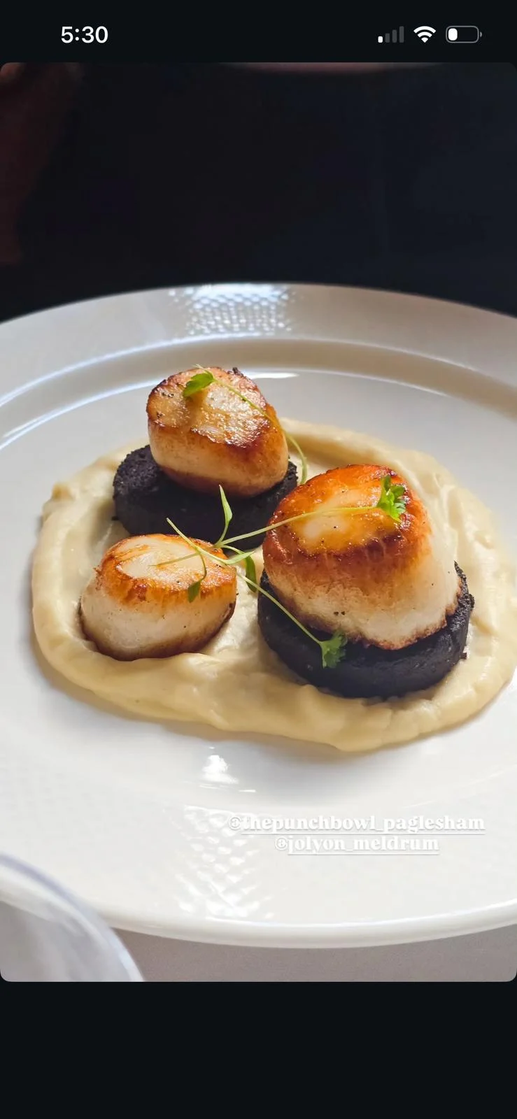 Scallops at The Punch Bowl