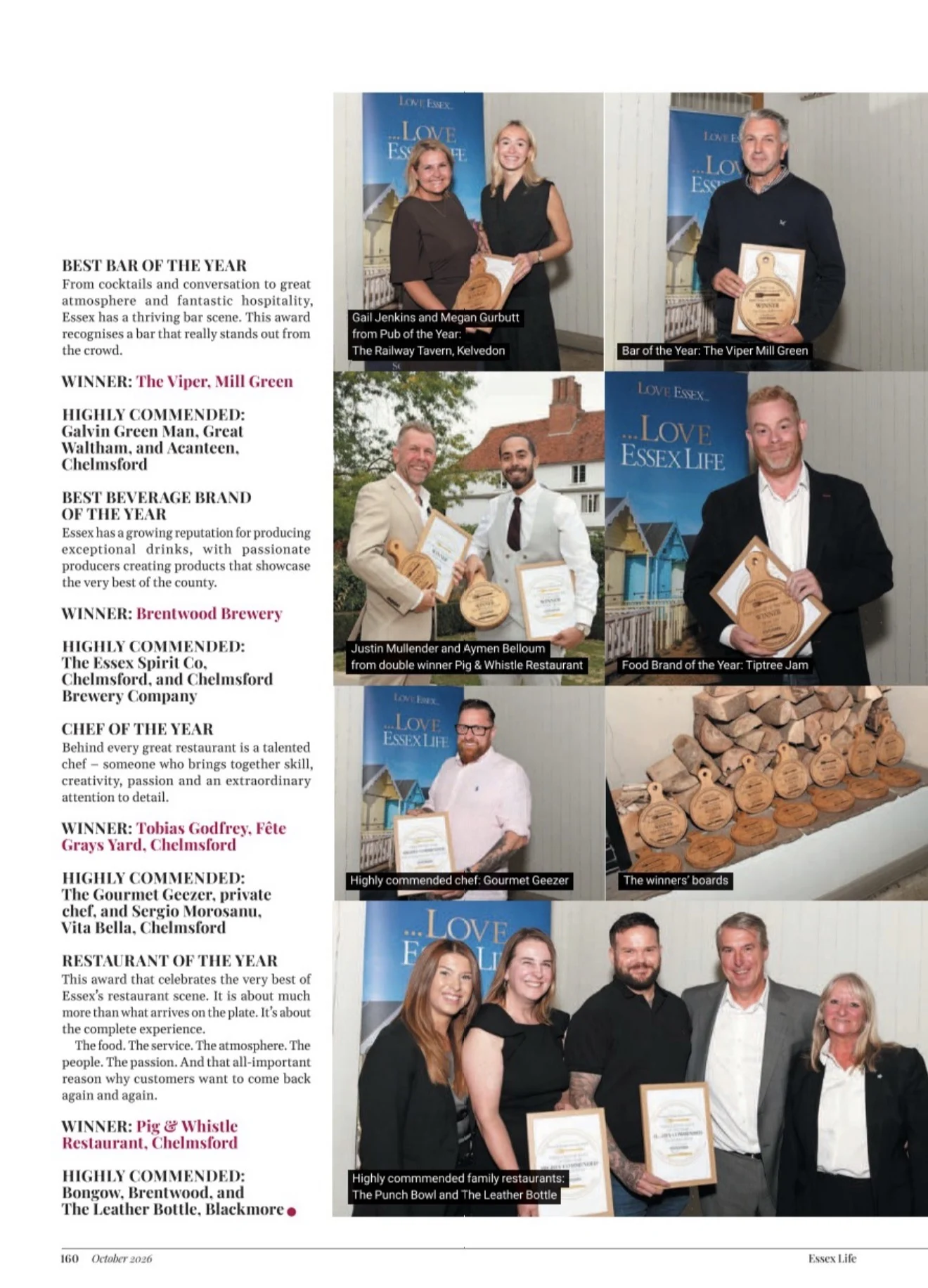 Essex Life October 2026 magazine coverage including The Punch Bowl, highly commended family restaurant