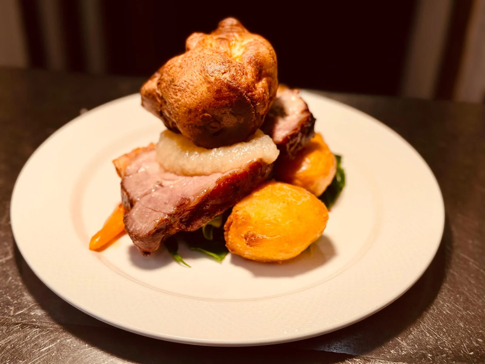 Roast dinner with Yorkshire pudding at The Punch Bowl